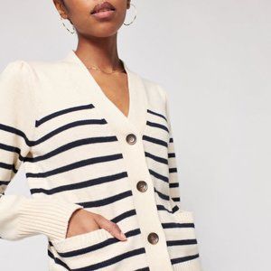 Faherty Coast Stripe Organic Cotton & Cashmere Cardigan NWT size Small